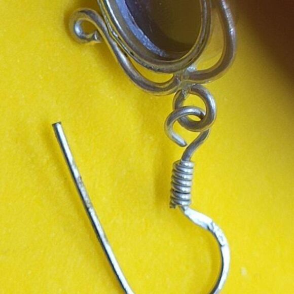 Vintage, Green Amethyst, Stamped .925 Sterling Silver Earrings - Picture 6 of 6